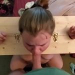 Fat Slave in Bizarre Bondage Blowjob